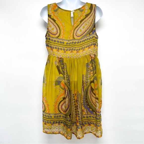 Altar’d State Paisley Print Boho Chic Babydoll Chiffon Sleeveless Dress - Picture 3 of 9